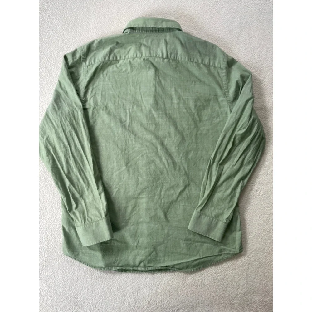 Banana Republic Mens Large Button Down Shirt Green Standard Fit Long Sleeve